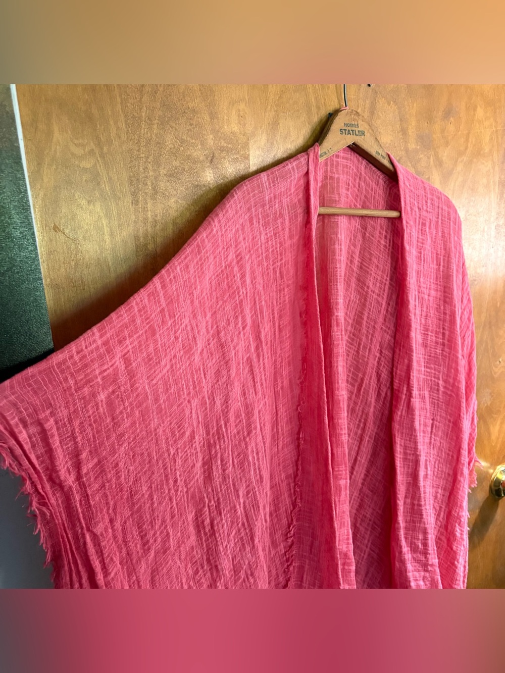 Vince Camuto Pink Textured Longline Shawl Kimono Wrap Jacket Boho Beachy Resort - Picture 5 of 10